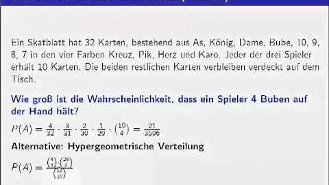 Wahrscheinlichkeiten beim Skat ( Teil I )